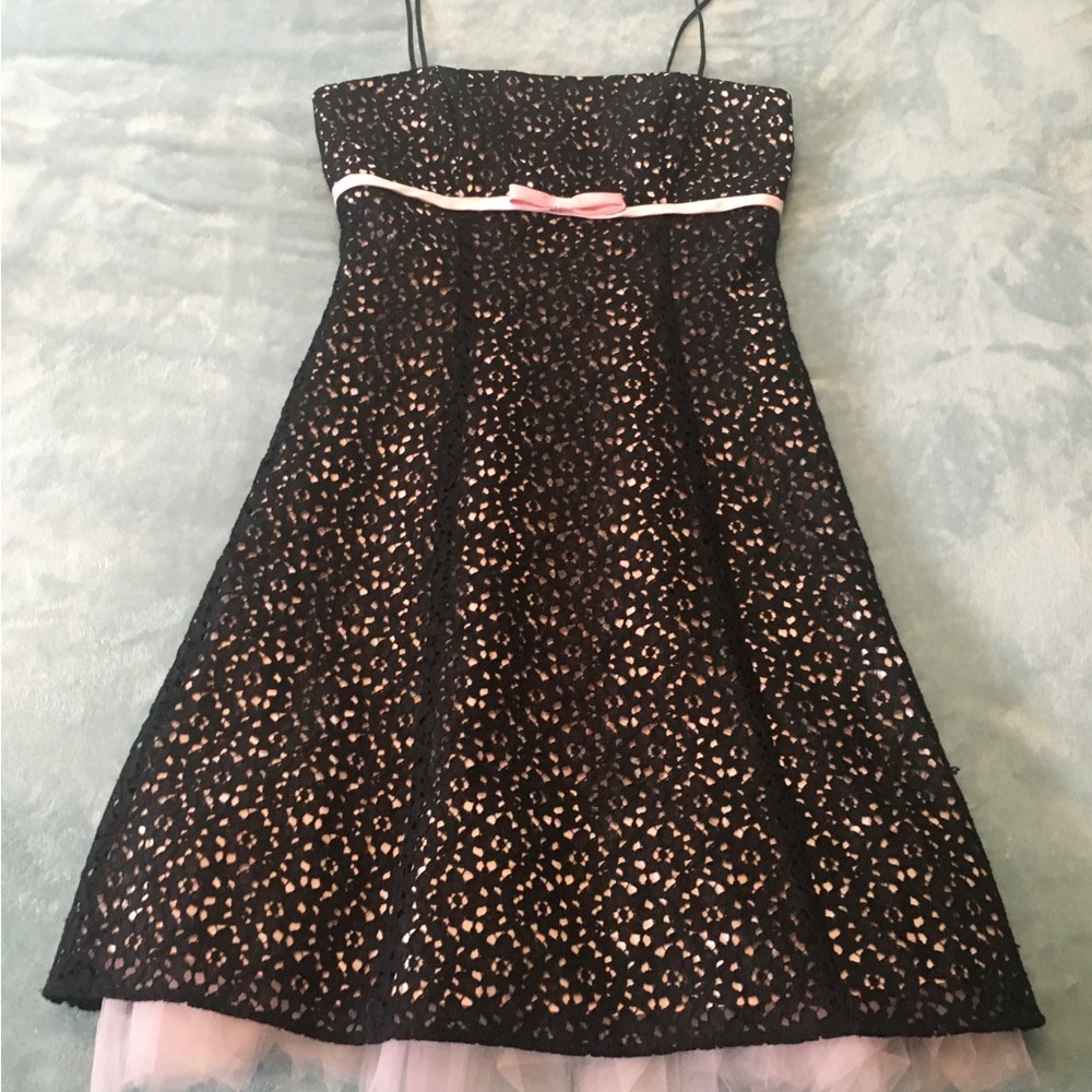 Betsy and Adam black spaghetti strap lacy dress size 6